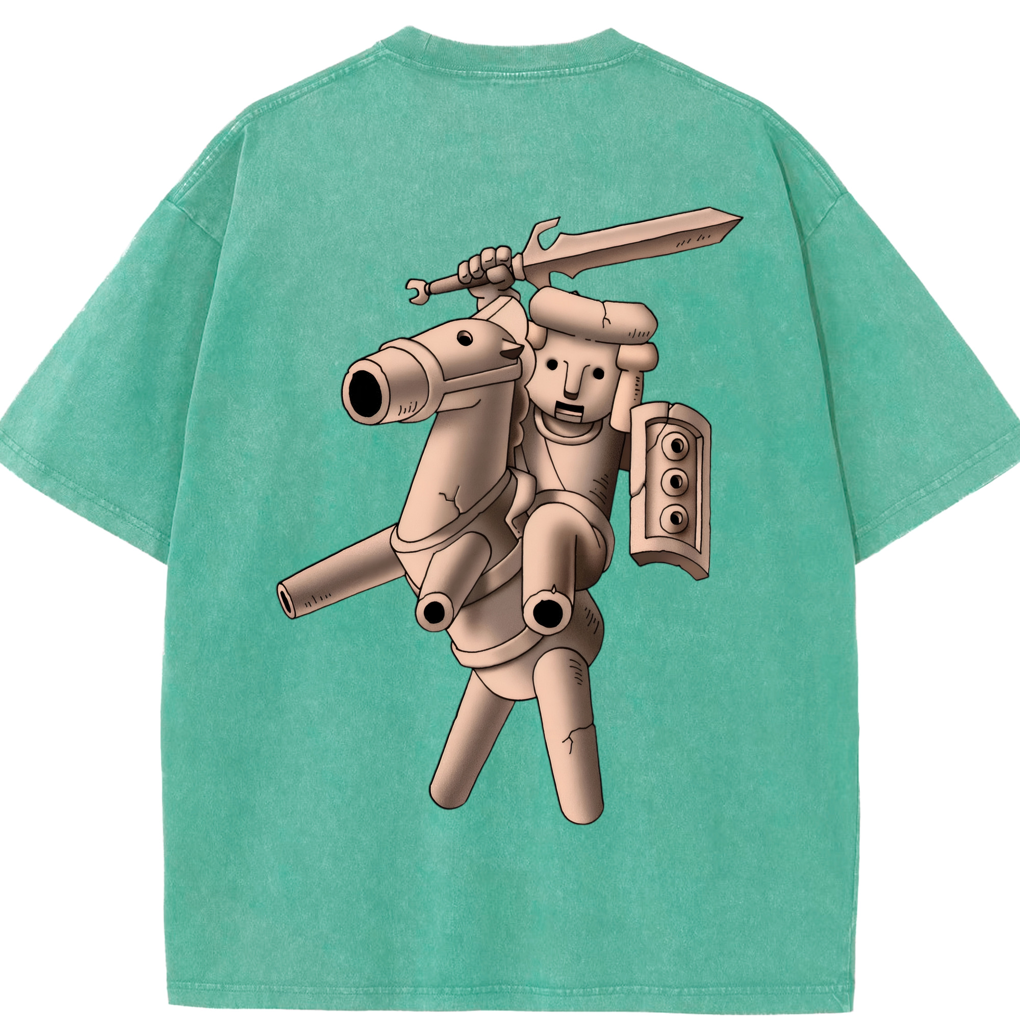（画像用） ドラゴンクエスト Doragon Kuesuto Dragon Quest 綿100% ヴィンテージ風 半袖Tシャツ（背面プリント）